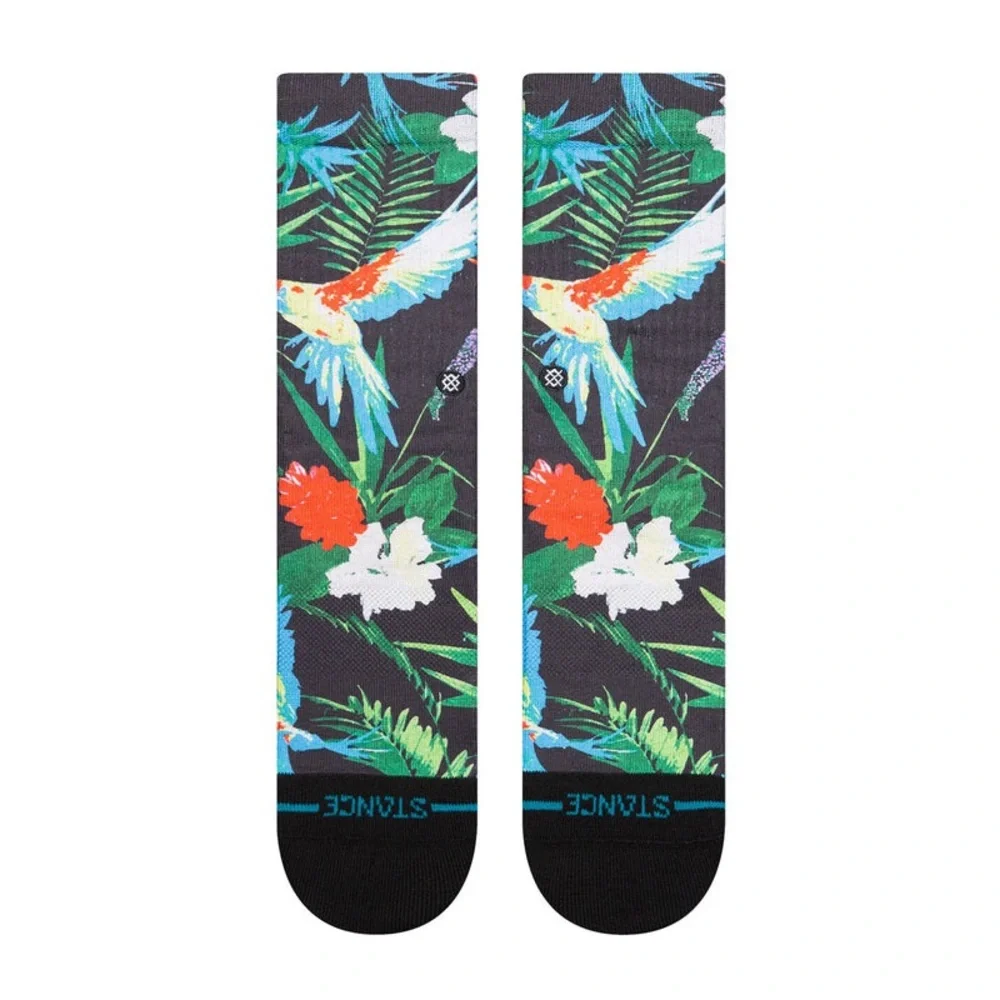 NWT STANCE Black Bird Cage Crew Socks Size Large